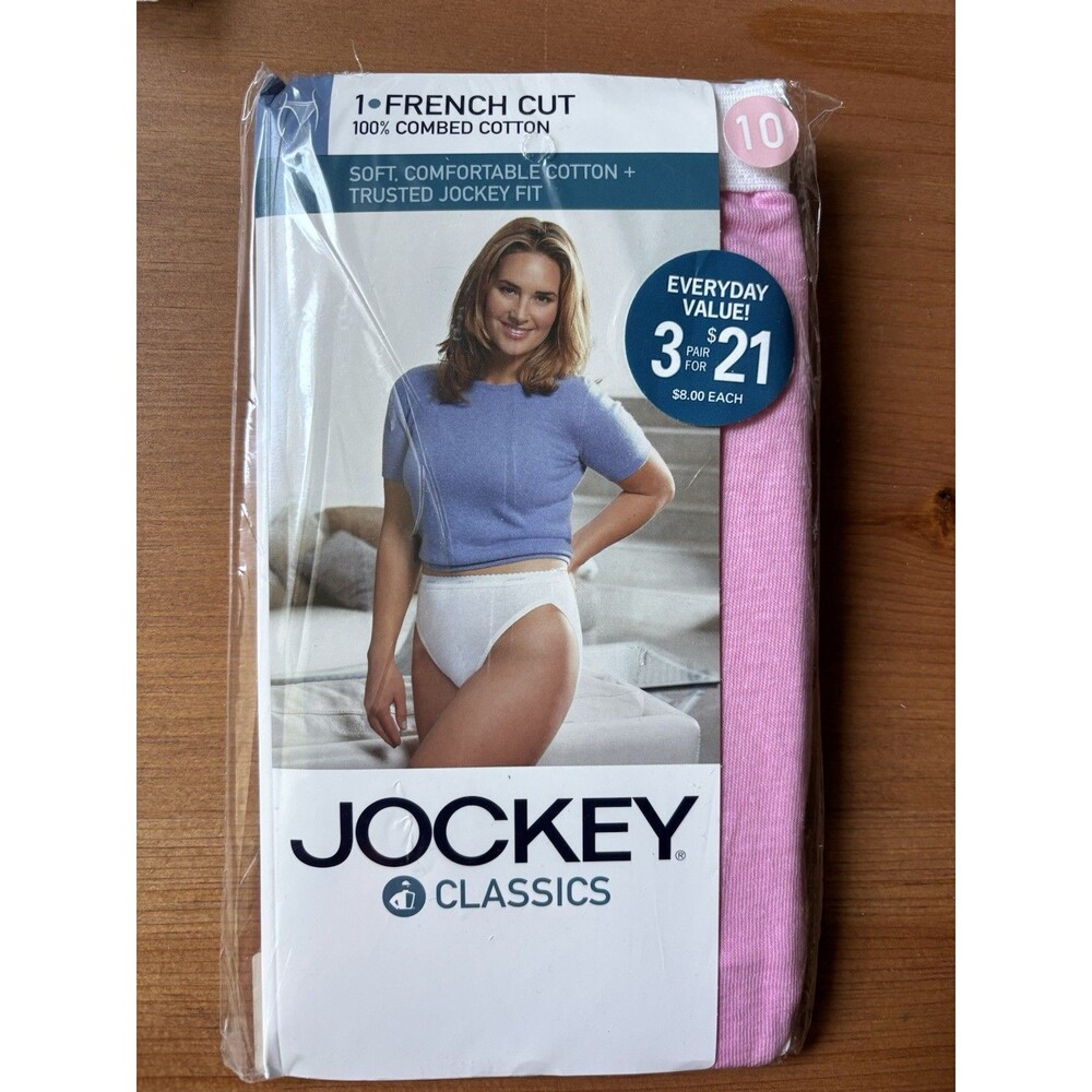 Jockey Classics French Cut 9467 High Cut 3pk Size 10 Cotton 2007 Pink NEW